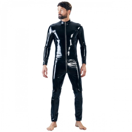 Combinaison manches longues en vinyle avec zip