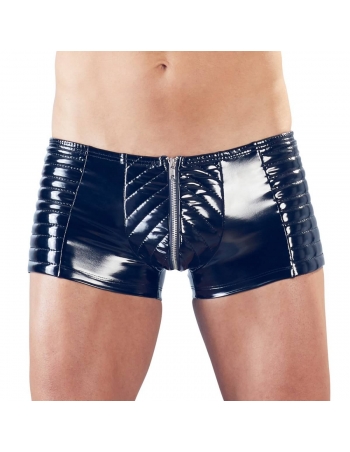 Boxer taille basse en vinyle avec zip