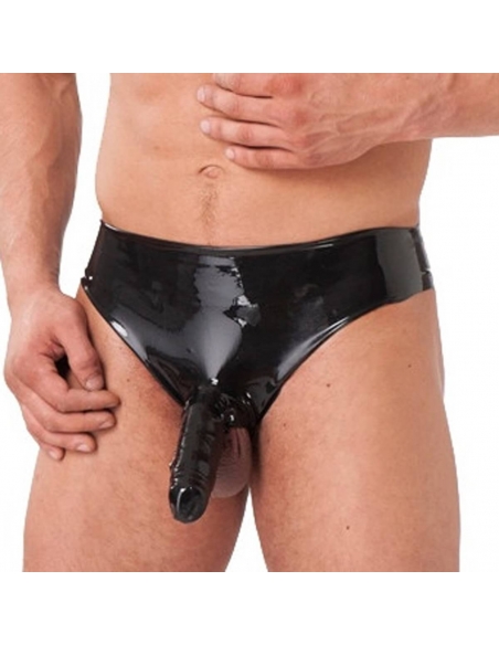 Slip en latex avec étui pénien