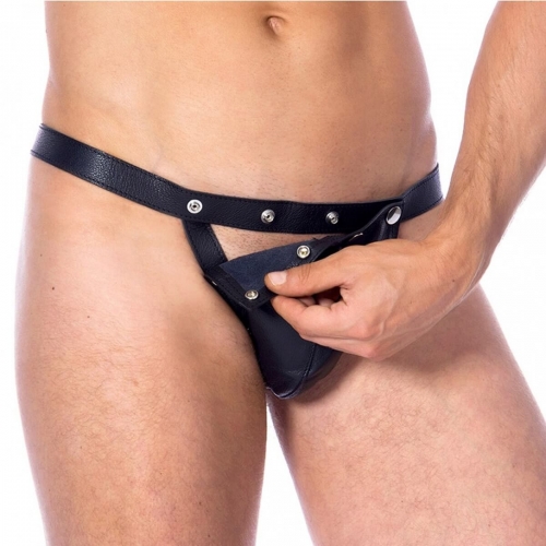 Jockstrap en cuir avec poche détachable