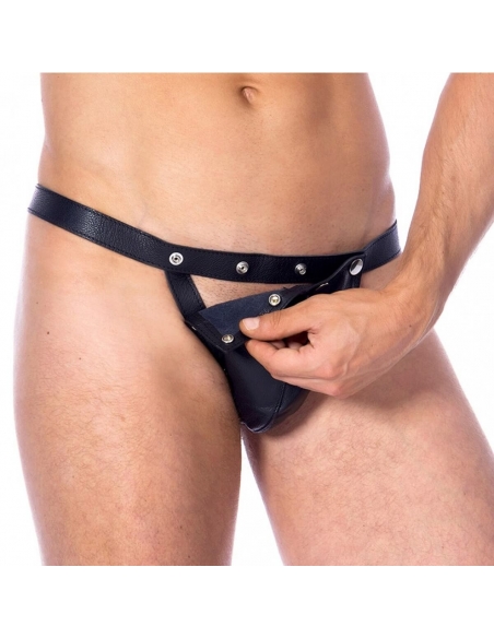 Jockstrap en cuir avec poche détachable