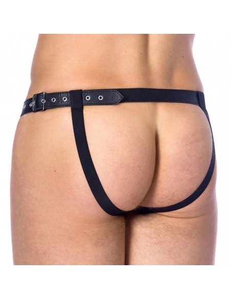 Jockstrap en cuir avec poche détachable