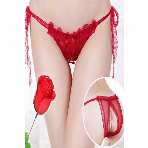 Culotte ouverte dans une rose rouge