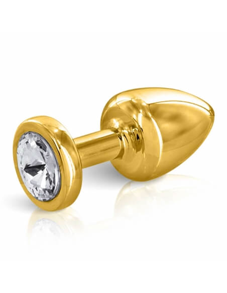 Plug bijou Angel en aluminium doré avec pierre blanche XS