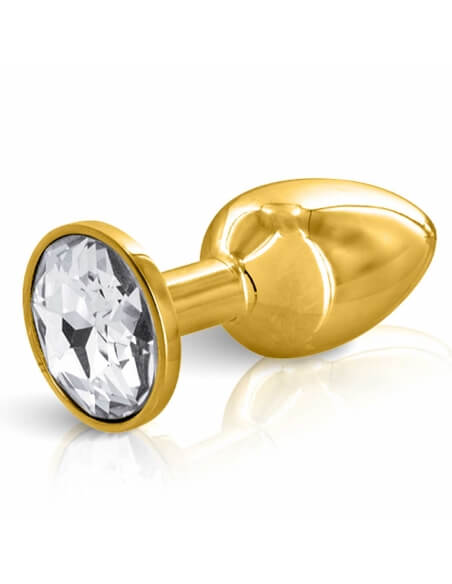 Plug bijou Angel en aluminium doré avec pierre blanche S