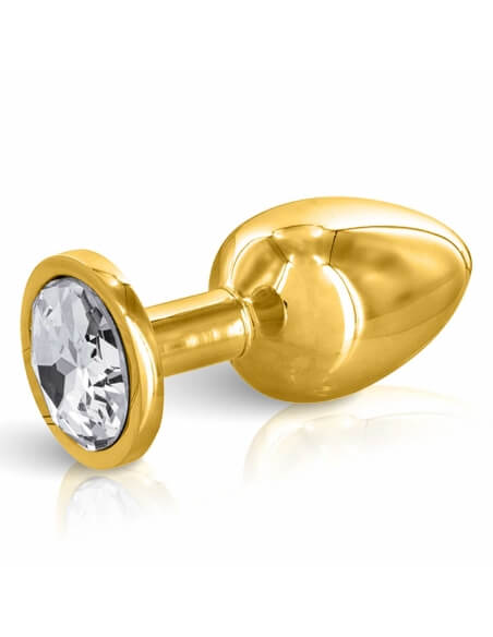 Plug bijou Angel en aluminium doré avec pierre blanche M