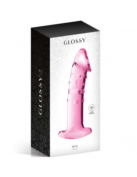 Dildo spécial point G en verre rose Glossy N°3