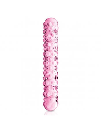Stimulateur en verre rose avec reliefs Glossy N°6