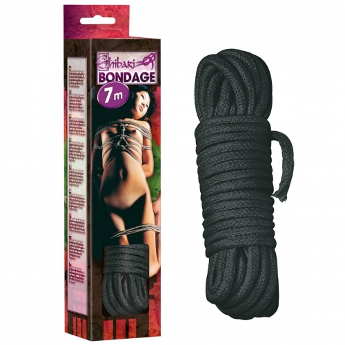 Corde bondage Shibari en coton noir - 7M