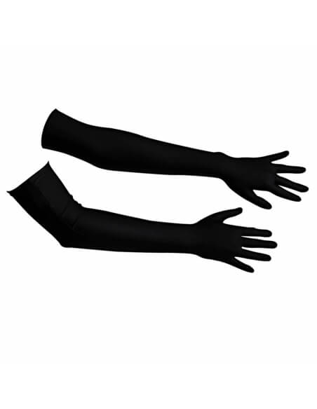 Longs gants noirs satinés