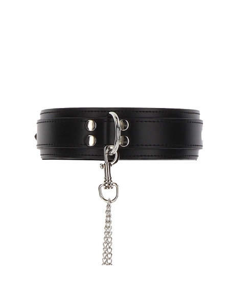 Collier et menottes en simili cuir noir Taboom