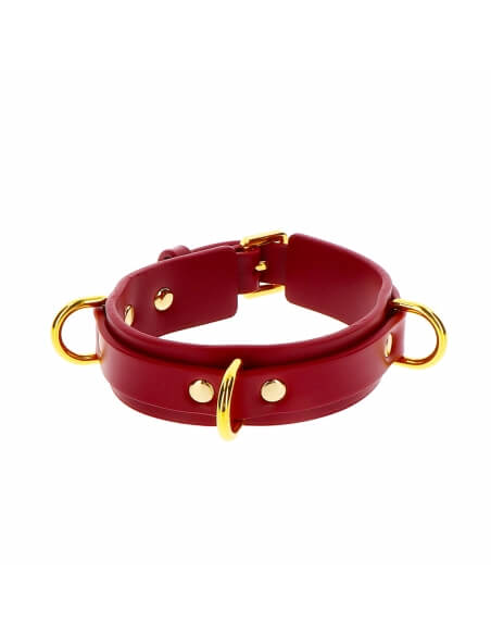 Collier rouge et or avec 3 anneaux D Taboom