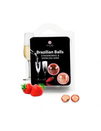Boules brésiliennes pour massages à la fraise et vin pétillant x2
