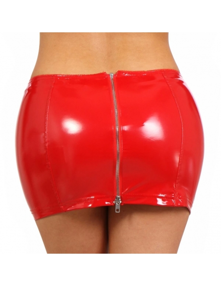 Mini jupe en vinyle rouge