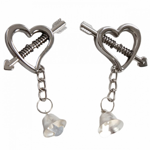 Pinces à seins Cupidon à clochettes argentées