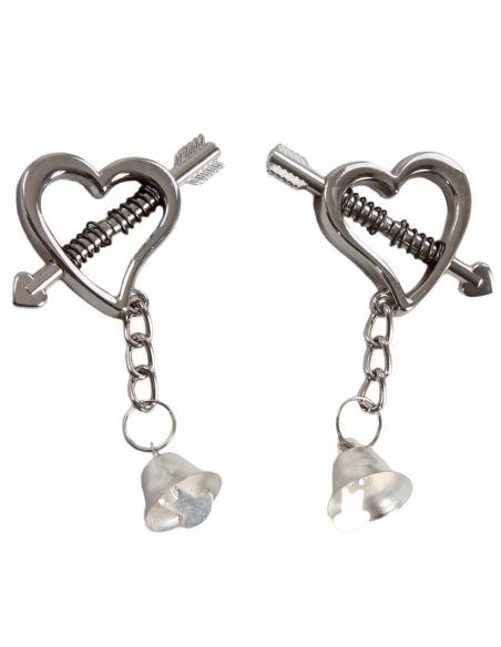 Pinces à seins Cupidon à clochettes argentées