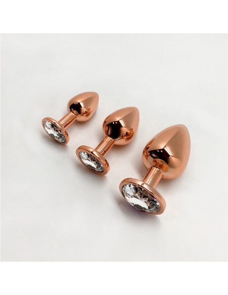 Plug bijou TRALALO en métal rosé avec pierre blanche