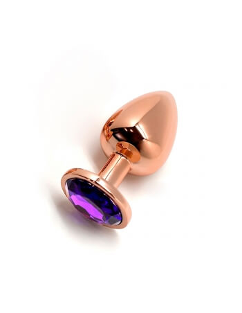 Plug bijou TRALALO en métal rosé avec pierre magenta