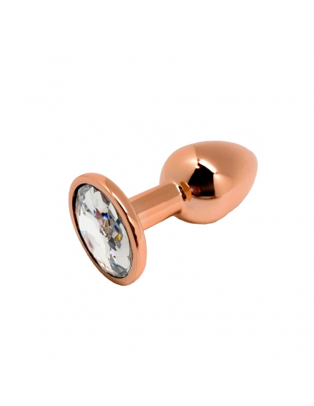 Plug bijou TRALALO en métal rosé avec pierre blanche