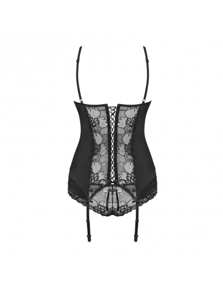 Guêpière en lycra et dentelle noire Heartina