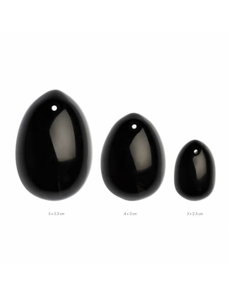 Coffret de 3 œufs Yoni en Obsidienne noire