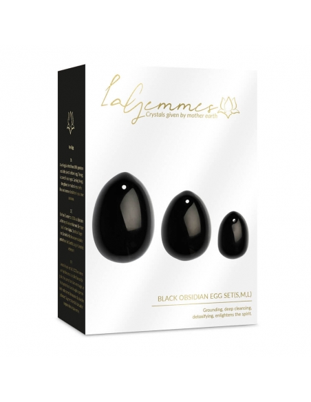 Coffret de 3 œufs Yoni en Obsidienne noire