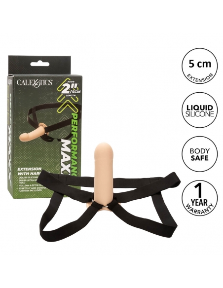 Dildo creux 10,75 cm avec extension 5 cm et harnais