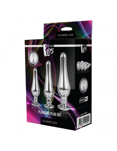Coffret de 3 Pleasure plug en aluminium argenté Gleaming Love