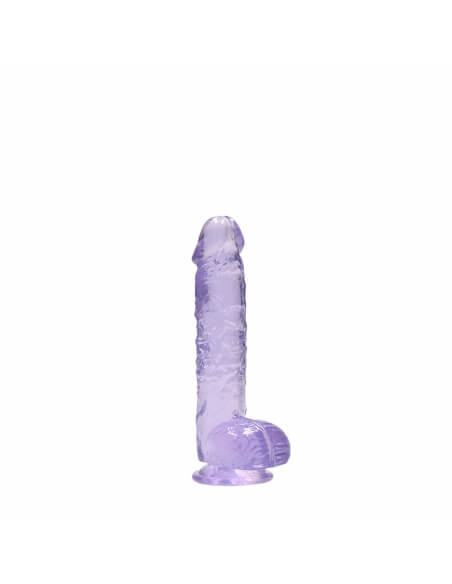 Dildo semi réaliste à ventouse Crystal Clear 15 cm violet