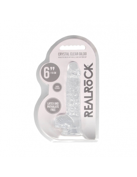 Dildo semi réaliste à ventouse Crystal Clear 15 cm transparent