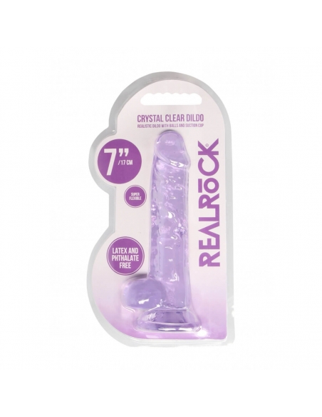 Dildo semi réaliste à ventouse Crystal Clear 17 cm violet