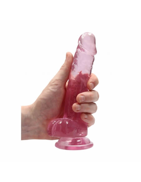 Dildo semi réaliste à ventouse Crystal Clear 17 cm rose