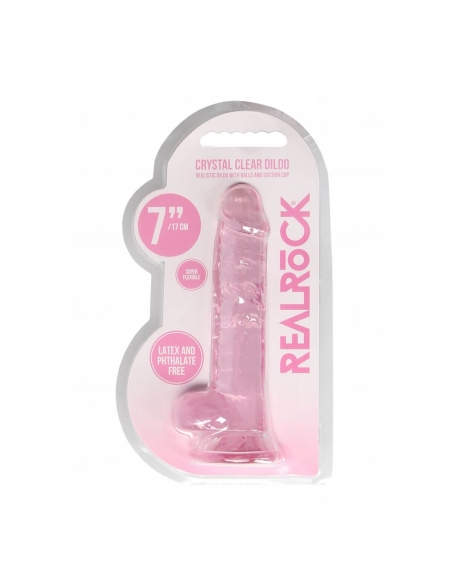 Dildo semi réaliste à ventouse Crystal Clear 17 cm rose