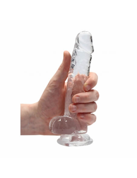 Dildo semi réaliste à ventouse Crystal Clear 17 cm transparent