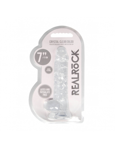 Dildo semi réaliste à ventouse Crystal Clear 17 cm transparent