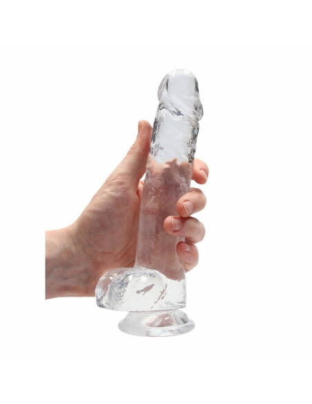 Dildo semi réaliste à ventouse Crystal Clear 19 cm transparent