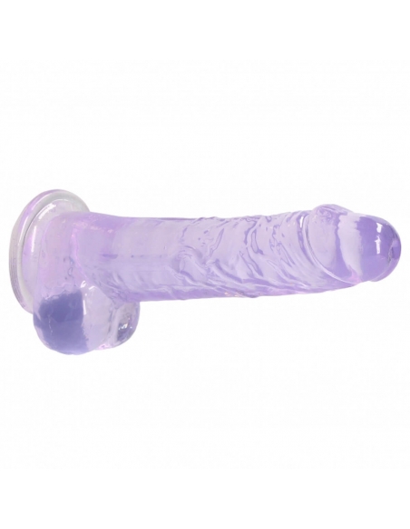 Dildo semi réaliste à ventouse Crystal Clear 19 cm violet