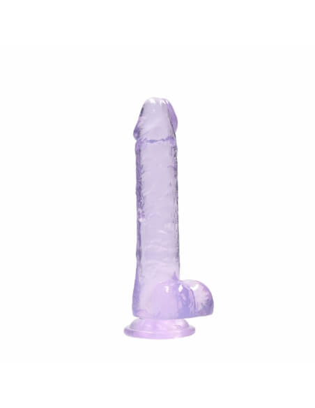 Dildo semi réaliste à ventouse Crystal Clear 19 cm violet