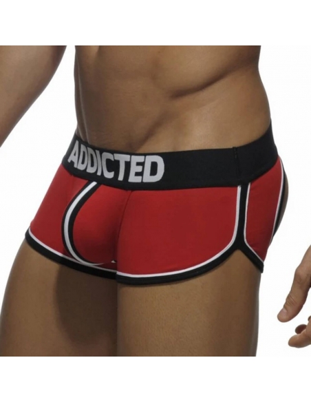 Boxer rouge fesses nues à double bande