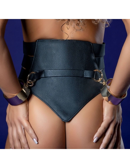 Large ceinture bondage en simili cuir noir Taboom Dona