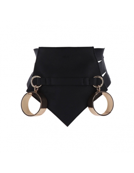 Large ceinture bondage en simili cuir noir Taboom Dona