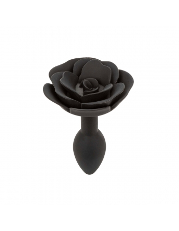 Petit plug avec rose en silicone noir