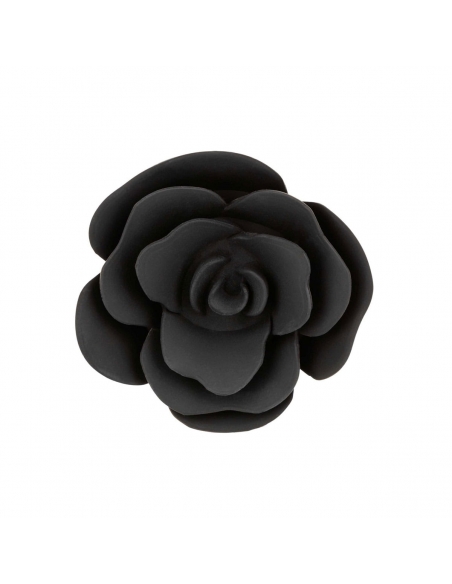 Petit plug avec rose en silicone noir