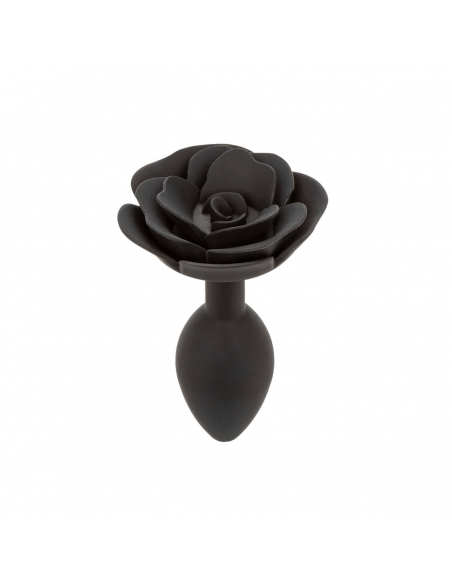 Plug large avec rose en silicone noir