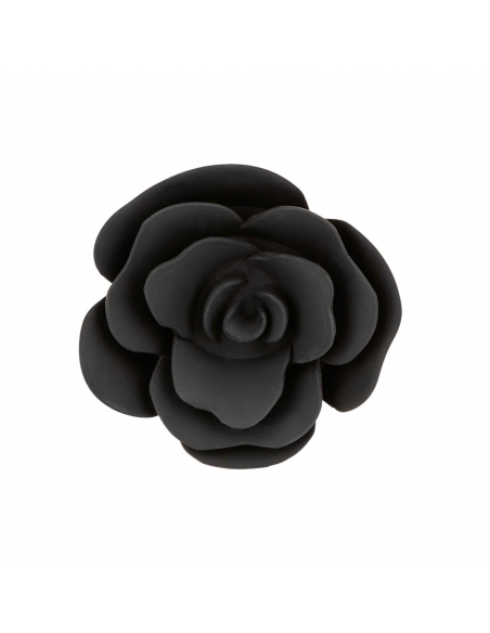Plug large avec rose en silicone noir