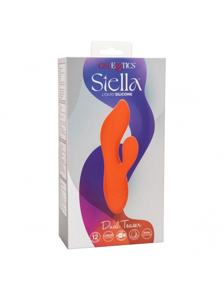 Double stimulateur Stella en silicone liquide orange