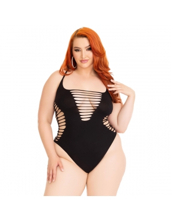 Body noir XL à effet lacéré