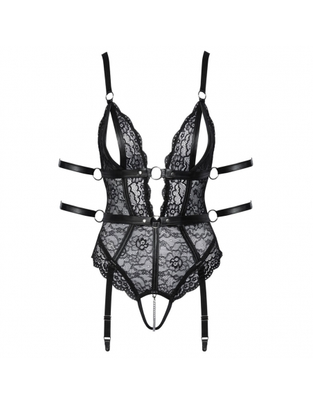 Body bondage en fine dentelle avec contraintes