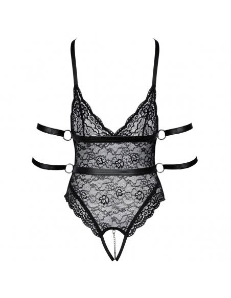 Body bondage en fine dentelle avec contraintes