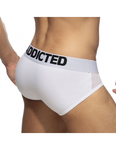 Slip blanc Addicted en coton et résille